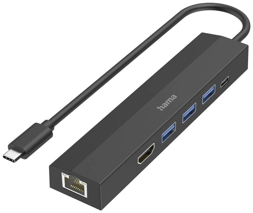 hama 00200144 USB-C-Hub, Multiport, 6 Ports, 3x USB-A, USB-C, HDMI™, LAN/Ethernet