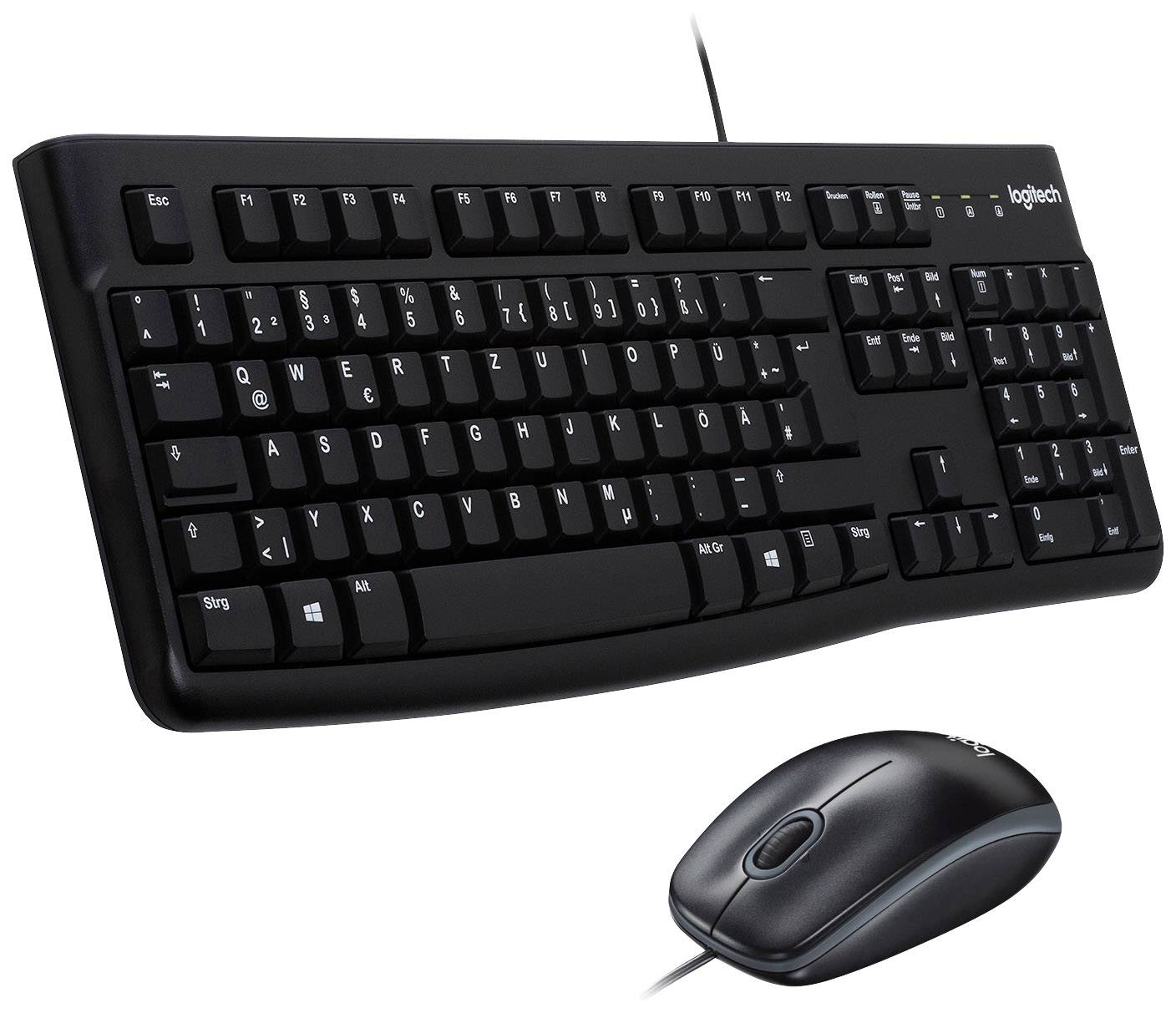 Logitech MK120 Desktop USB Tastatur, Maus-Set Spritzwassergeschützt Deutsch, QWERTZ Schwarz
