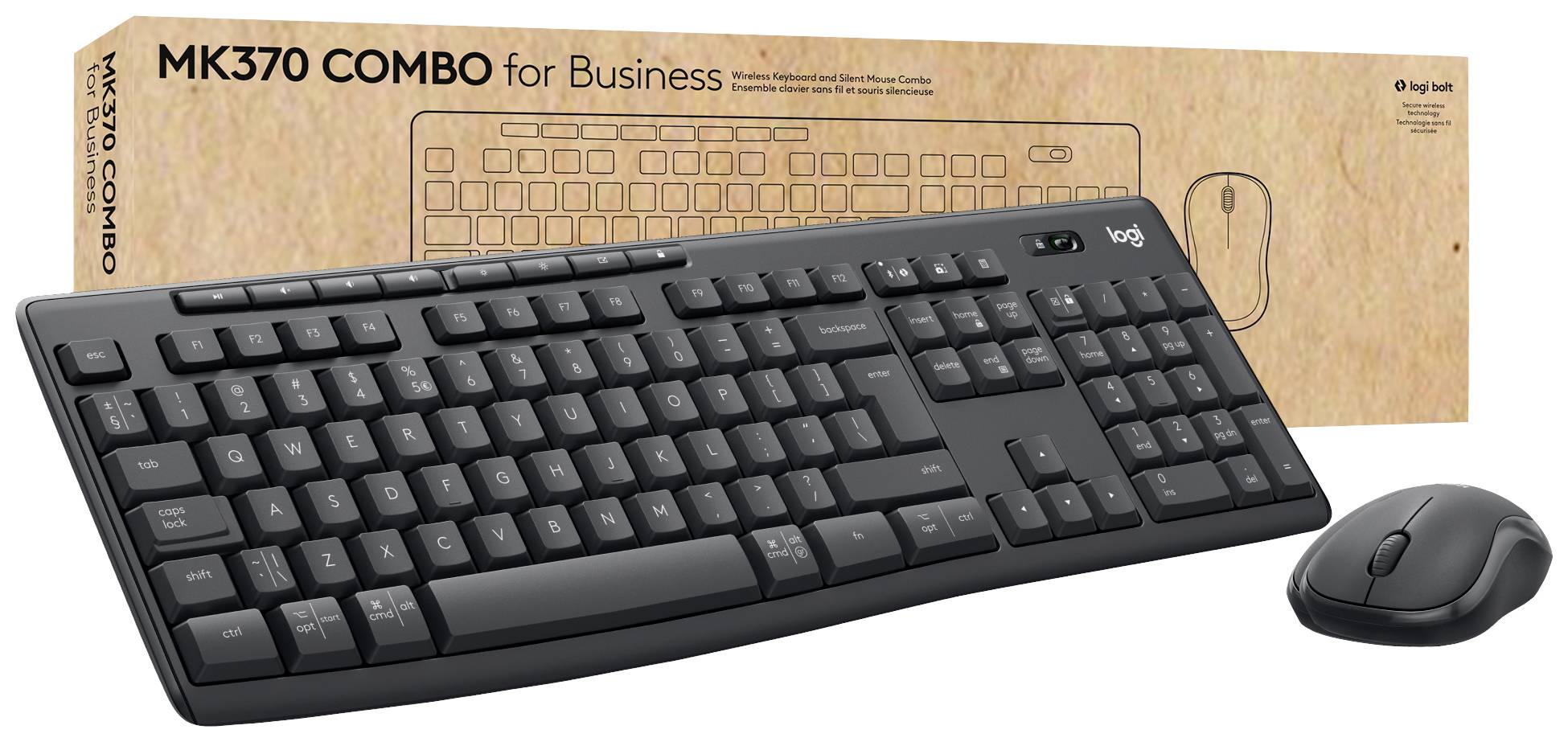 Logitech MK370 Combo for Business Bluetooth® Tastatur, Maus-Set Spritzwassergeschützt, Geräuscharme Tasten Deutsch, QWER