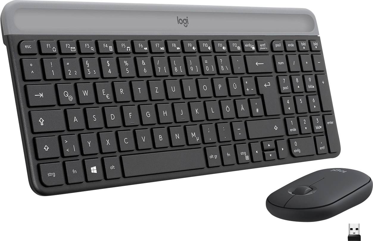 Logitech MK470 Slim Funk Tastatur, Maus-Set Deutsch, QWERTZ Graphit