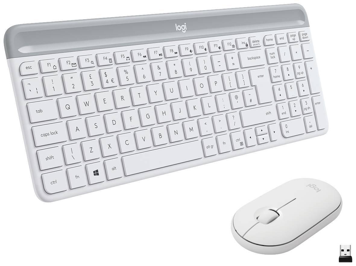Logitech MK470 Slim Funk Tastatur, Maus-Set Deutsch, QWERTZ Weiß