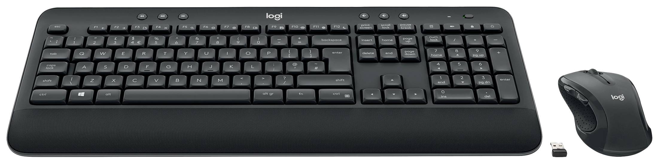 Logitech MK545 Advanced Funk Tastatur, Maus-Set Ergonomisch, Handballenauflage Deutsch, QWERTZ Schwarz
