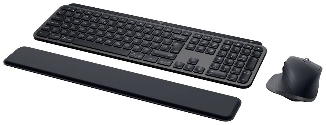Logitech MX Keys S Combo Bluetooth® Tastatur, Maus-Set Beleuchtet, Ergonomisch, Multipair-Funktion, Handballenauflage De