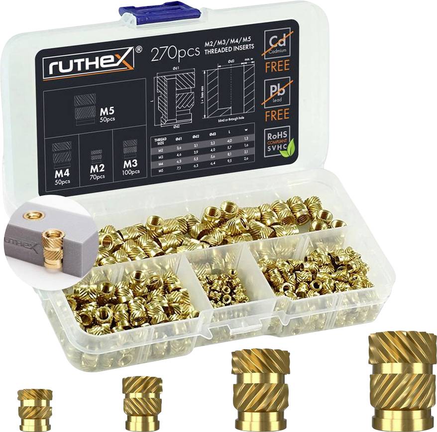 ruthex Gewindeeinsatz M2 + M3 + M4 + M5 GE-KASTEN-001