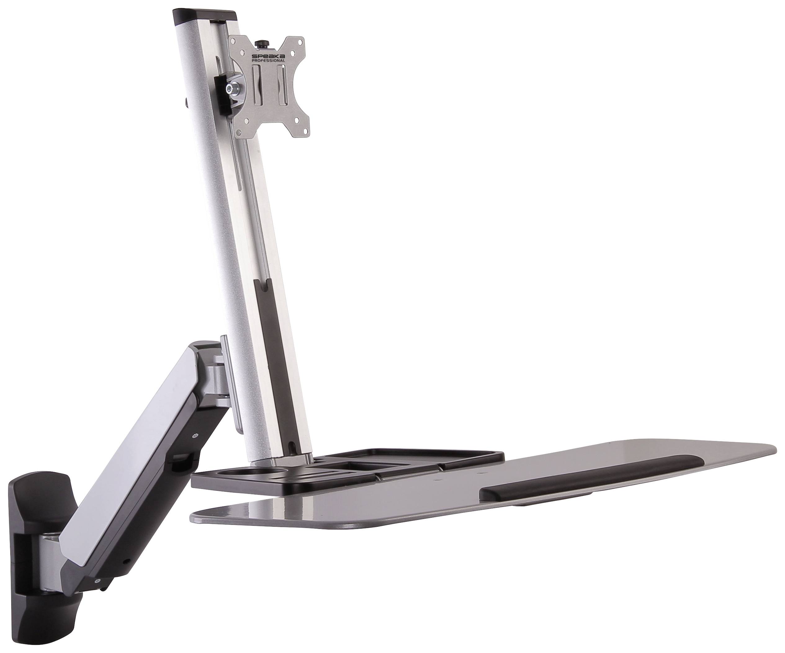 SpeaKa Professional SP-MM-705 1fach Monitor-Wandhalterung 33,0 cm (13"") - 81,3 cm (32"") Silber Höhenverstellbar, Neigbar