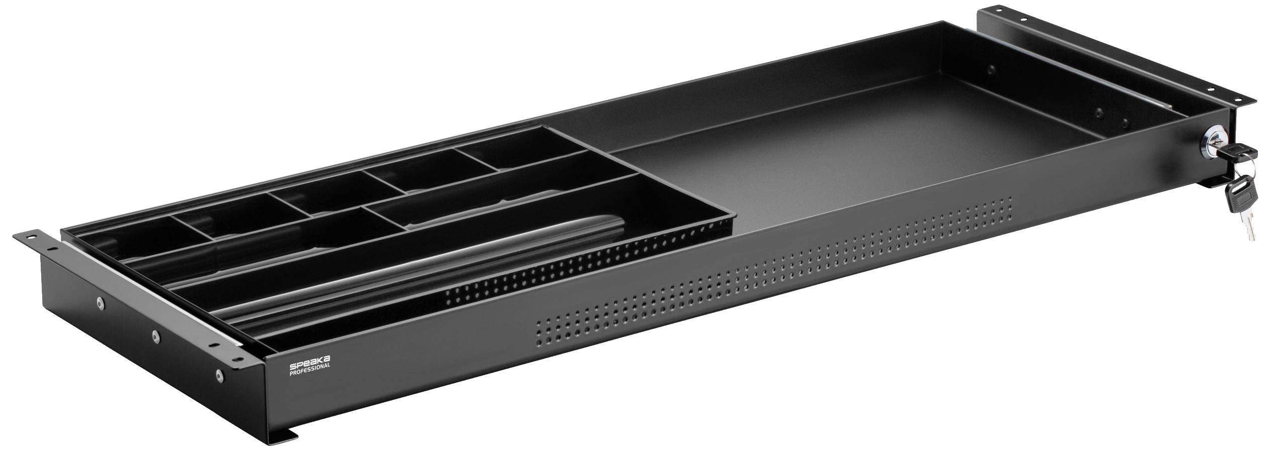 SpeaKa Professional SP-10938492 Untertisch-Schublade 740 mm x 272 mm abschließbar Höhen-Bereich: 50.8 mm (max) Schwarz