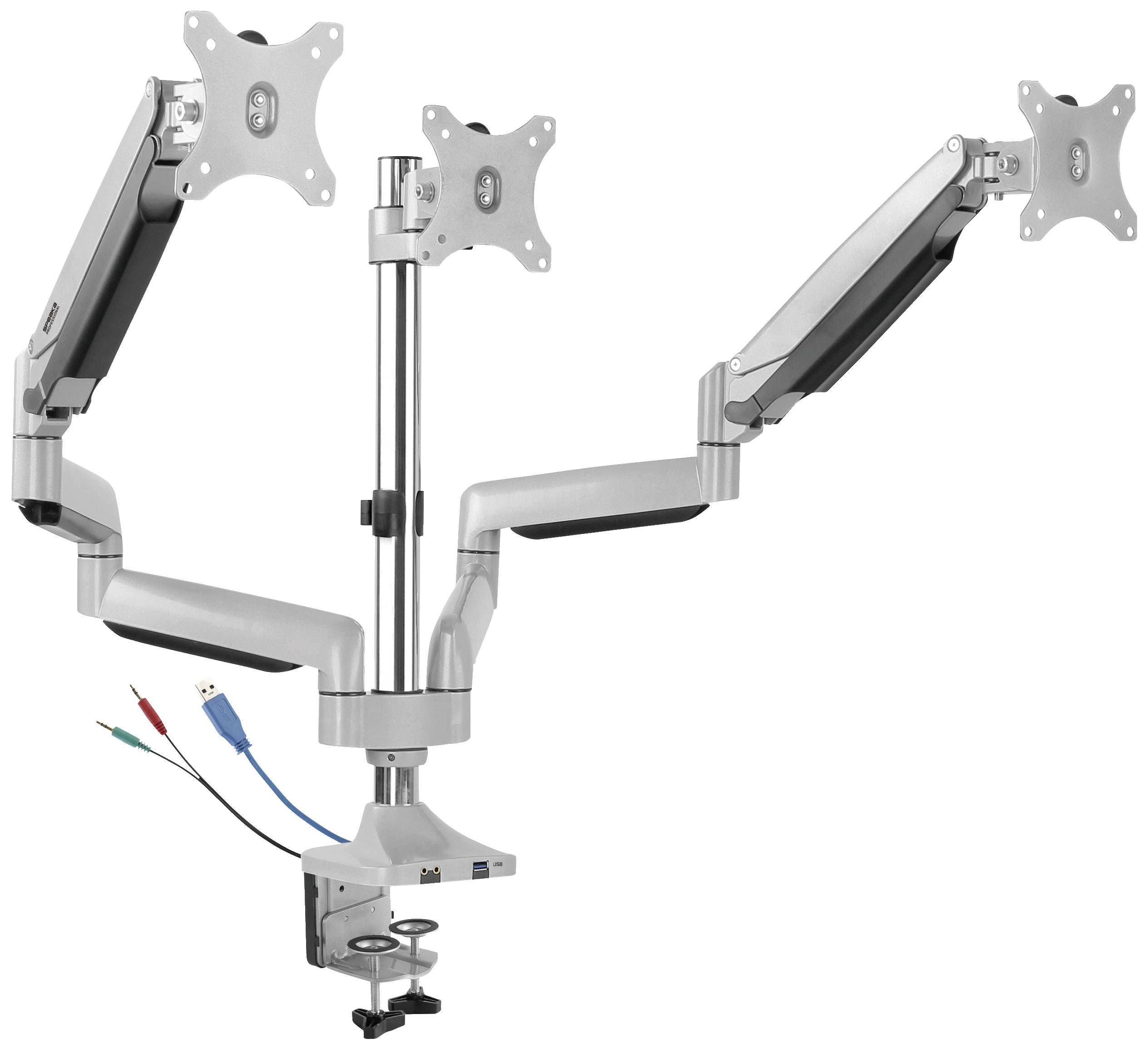 SpeaKa Professional SP-MM-940 3fach Monitorhalterung 33,0 cm (13"") - 81,3 cm (32"") Gasdruck-Technik, Integrierte USB-/Au