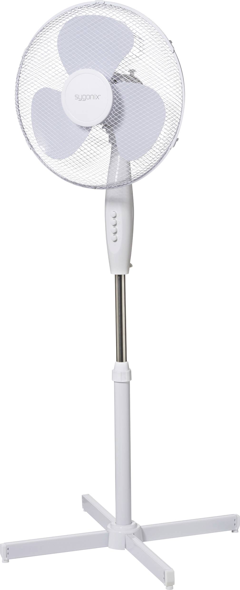 Sygonix Standventilator 50 W (Ø x H) 600 mm x 1200 mm Weiß Oszillierend, Höhenverstellbar