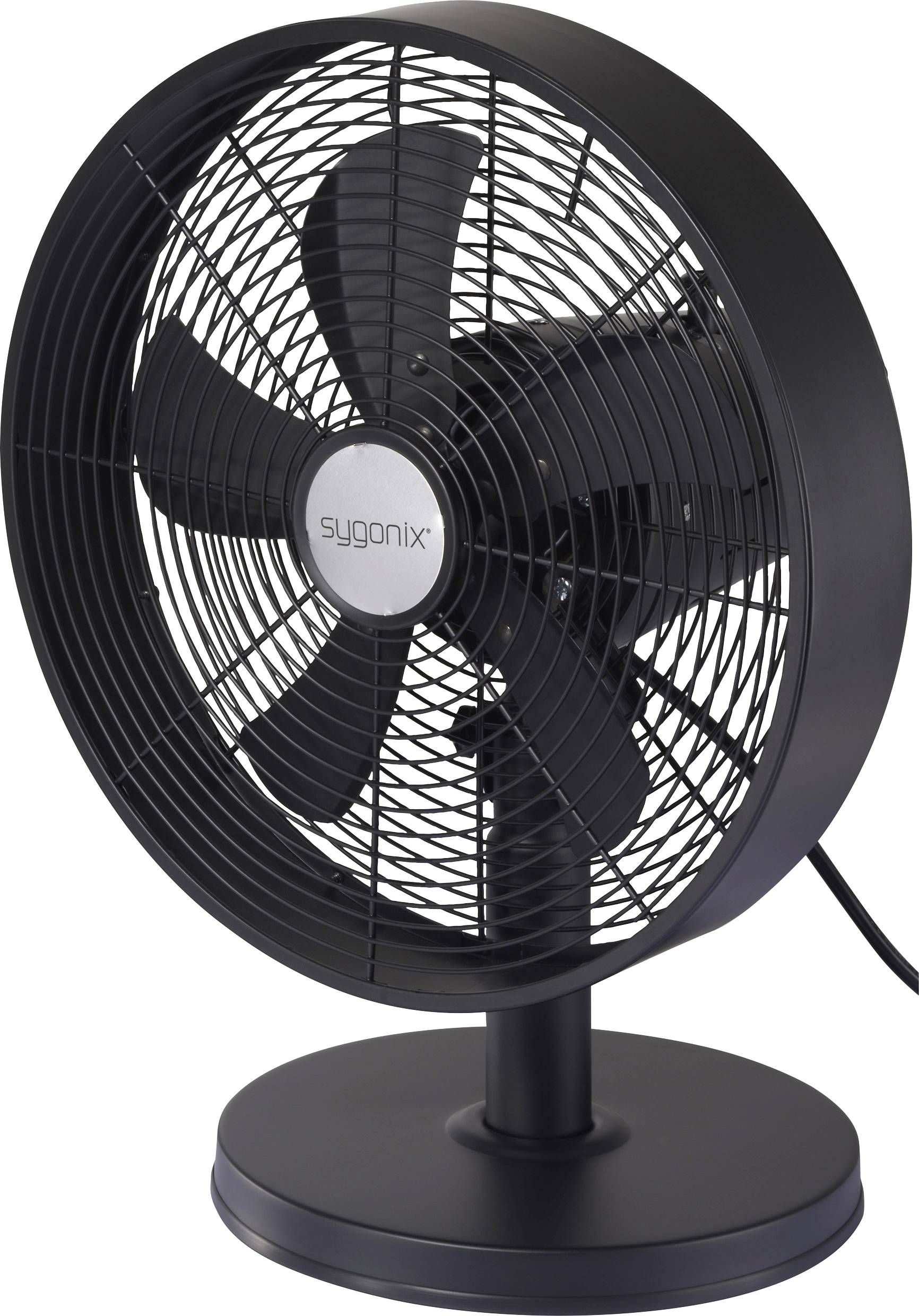 Sygonix Tischventilator 35 W (Ø x H) 230 mm x 475 mm Schwarz Oszillierend